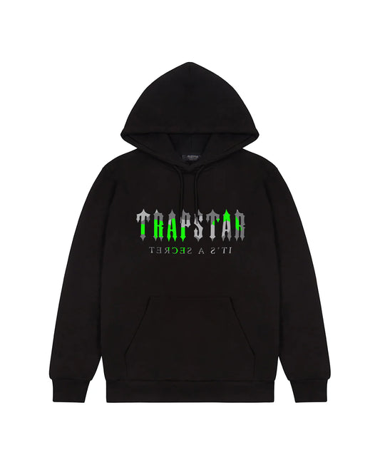 Trapstar Decoded Camo Hoodie - Black/Neon Green